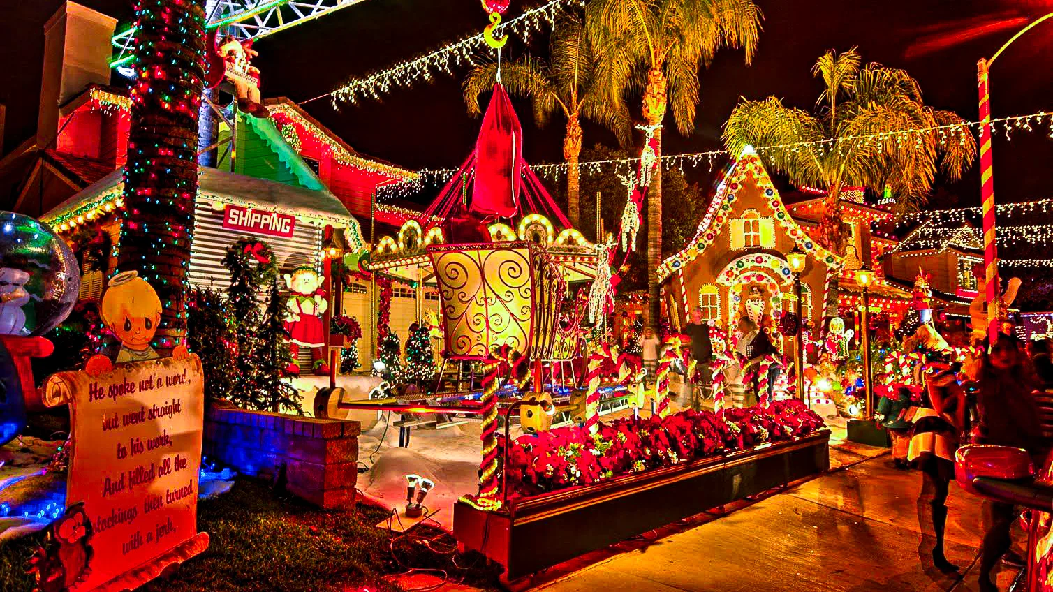 Holiday lights on Candy Cane Lane in Woodland Hills