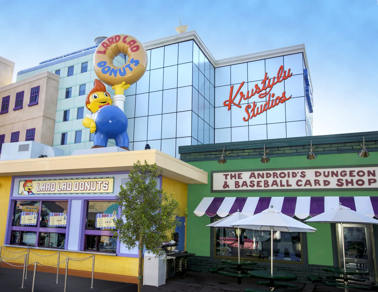Lard Lad Donuts and the Springfield, USA area surrounding The Simpsons Ride at Universal Studios Hollywood