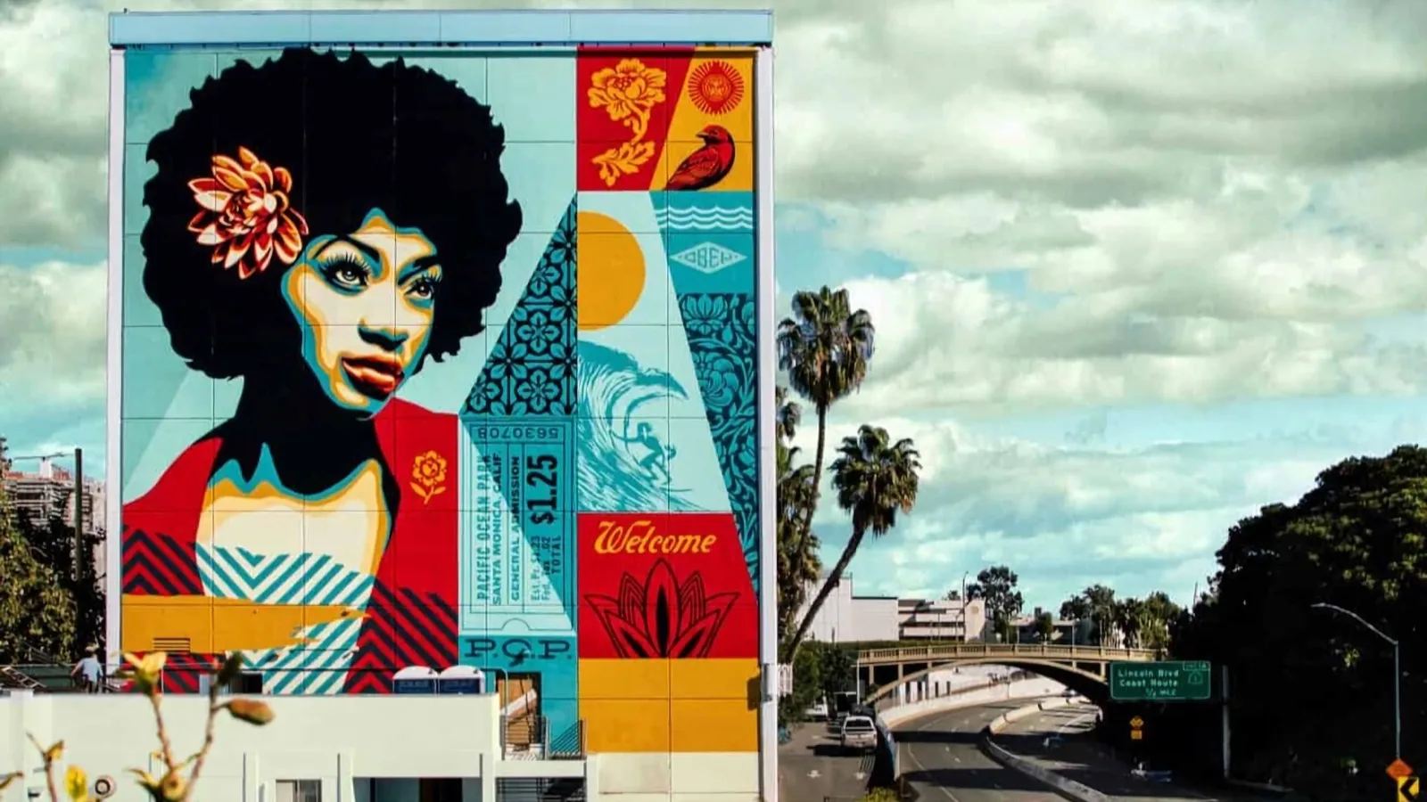 Colorful street art mural in Santa Monica