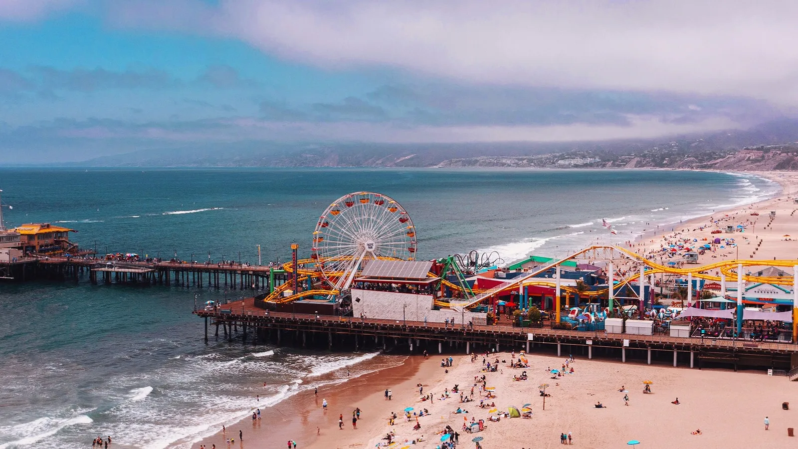 Santa Monica Pier with Pacific Park Ferris wheel