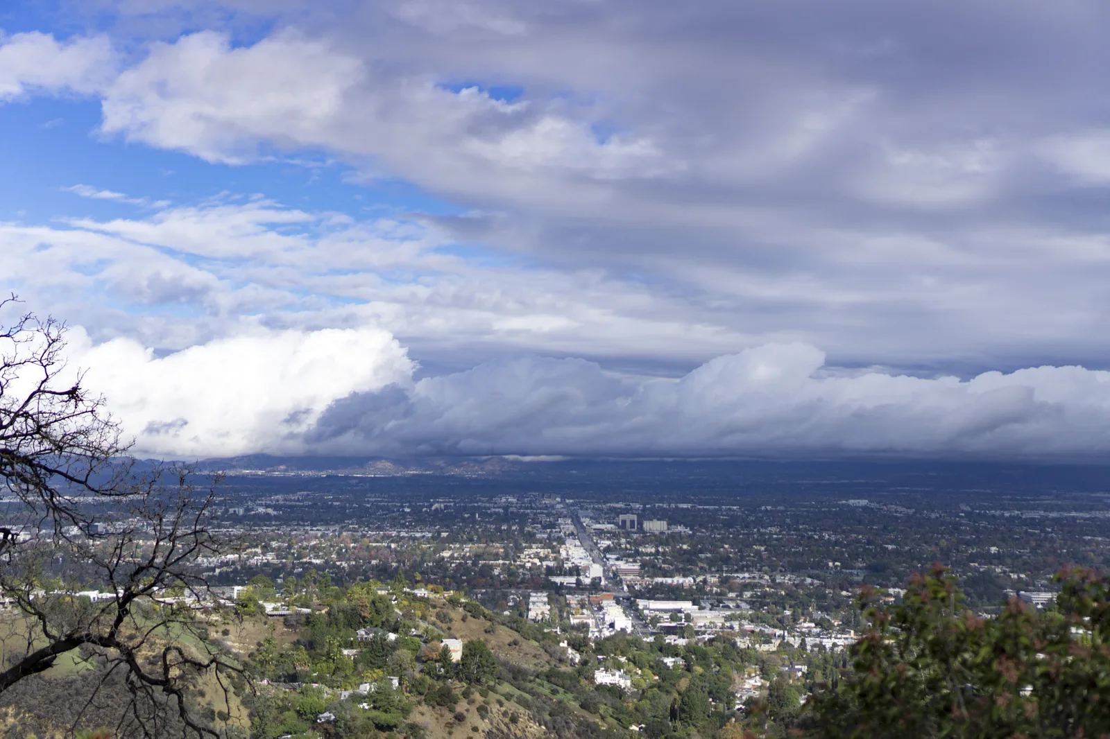 View of Los Angeles and the valley from Stone Canyon Overlook on Mulholland Drive