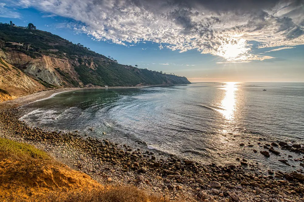 The curving shoreline of Bluff Cove in Palos Verdes