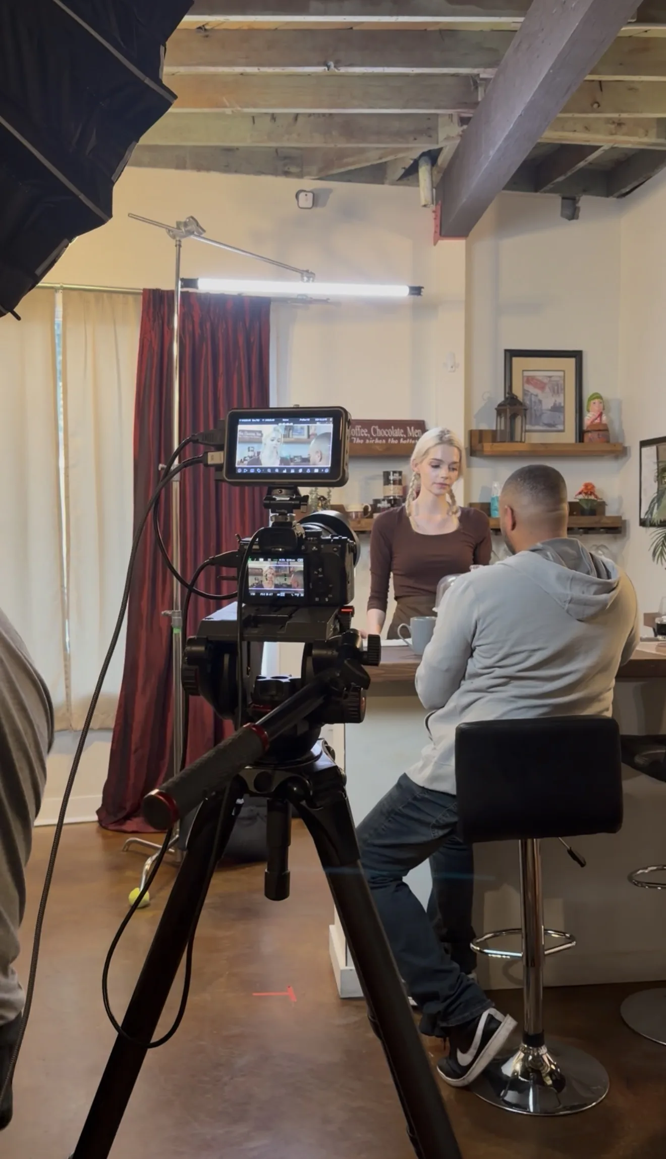 Ariana Hardie on set filming a movie