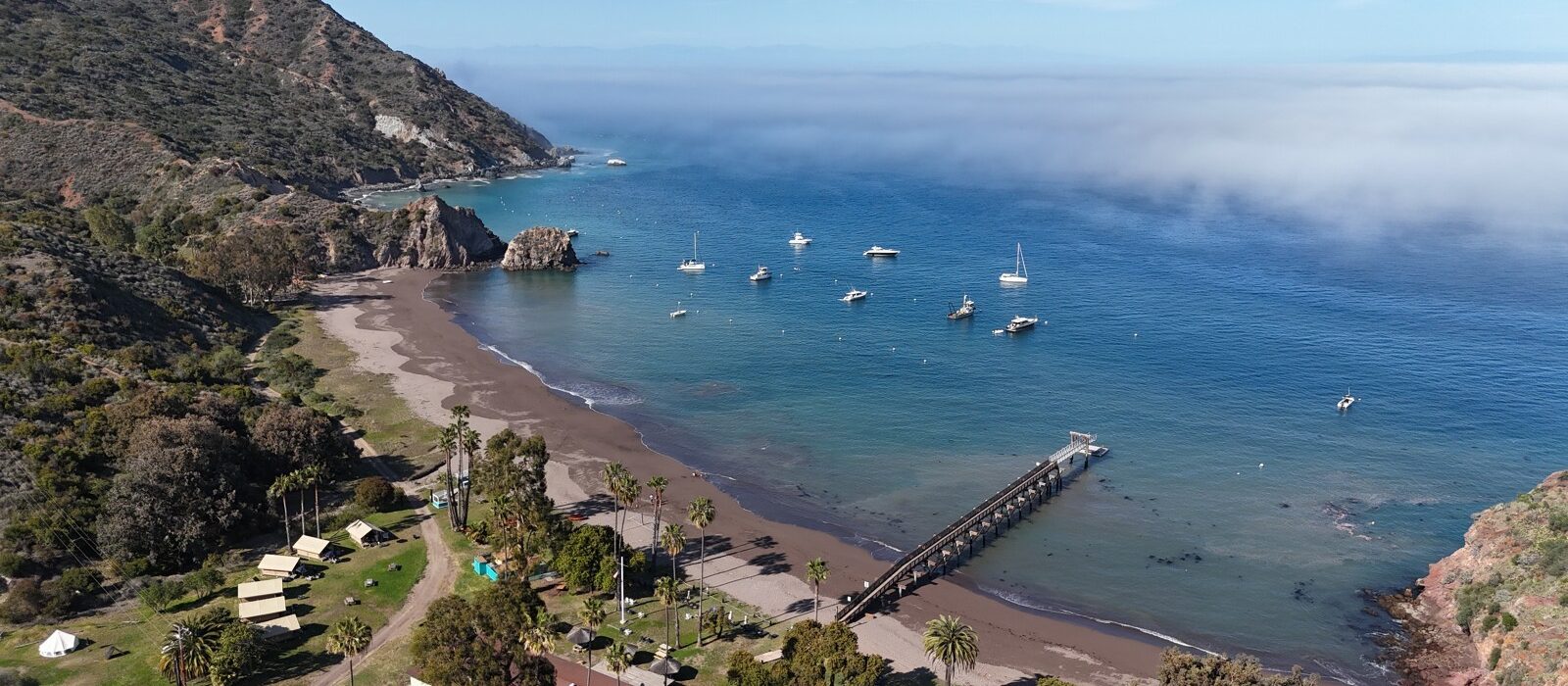Whites Landing cove with clear water on Catalina