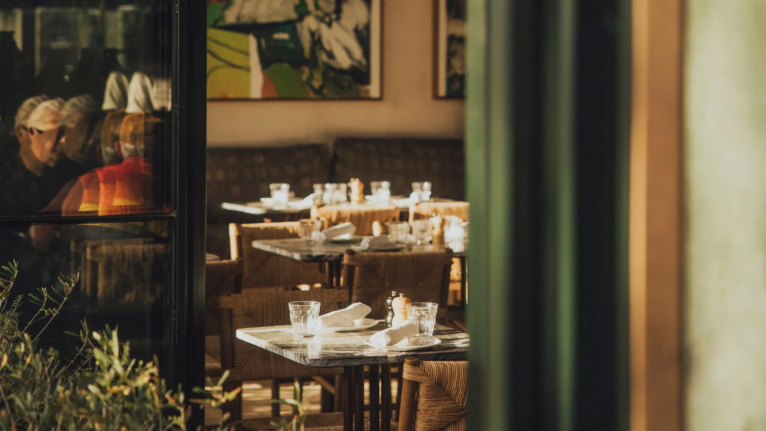 Design-forward open-air dining room at Great White Venice