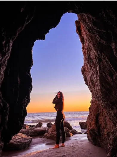 Sandstone cliffs and sand at El Matador State Beach in Malibu