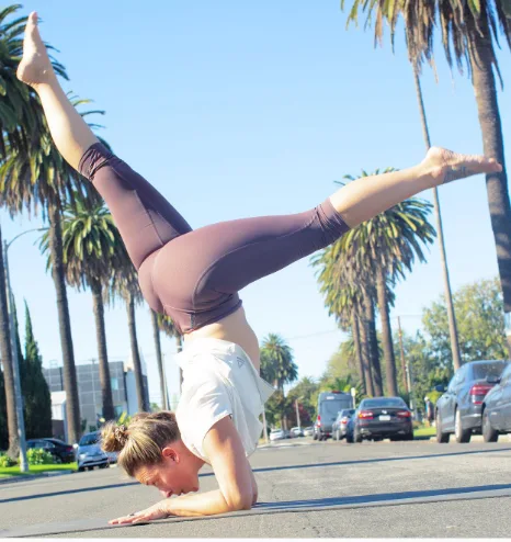 Rooftop yoga class at La Cienega Plaza taught by Red Diamond Yoga