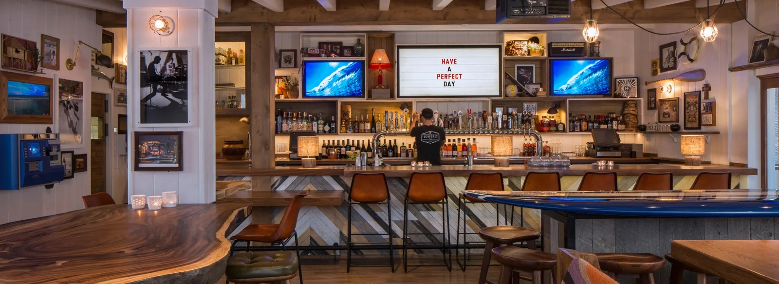 Tower 12 bar and happy-hour scene near the Hermosa Beach Pier