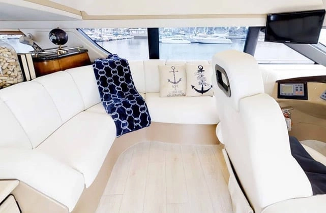 A Luxury Liners charter yacht cruising off Long Beach, one of LA's premier on-the-water experiences.