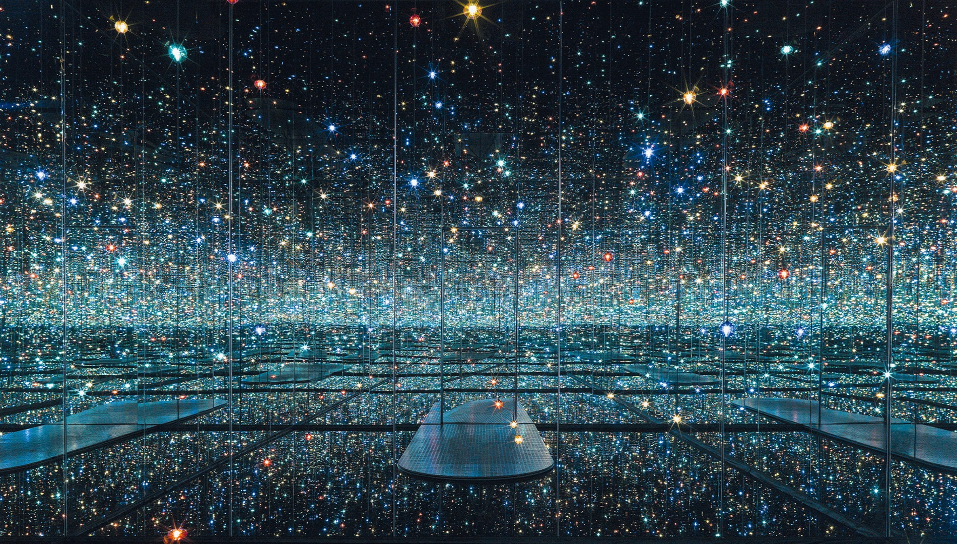 Yayoi Kusama's Infinity Mirrored Room at The Broad contemporary art museum in downtown Los Angeles.