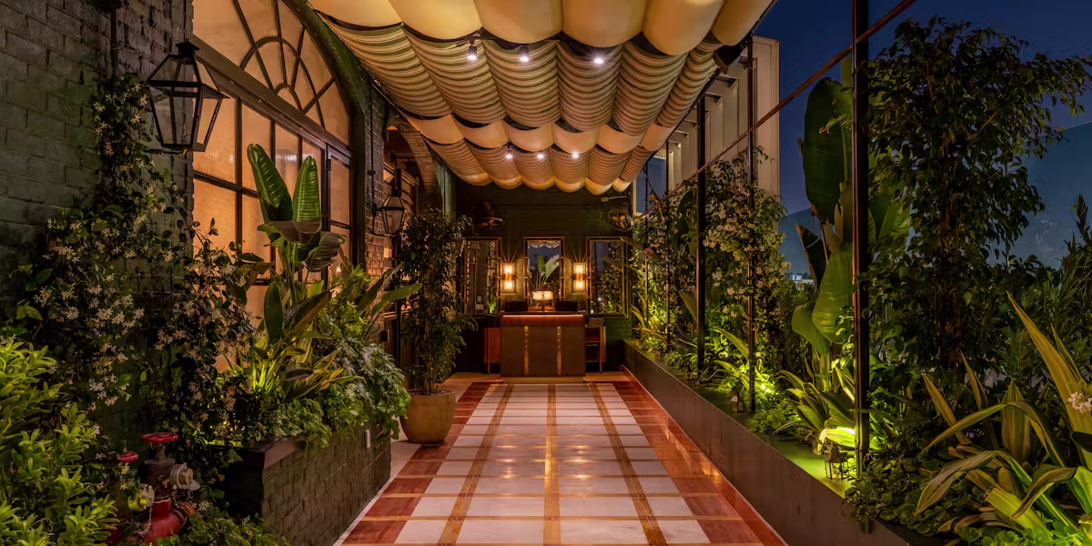 Catch LA's plant-draped rooftop dining room in the West Hollywood Design District of Los Angeles.