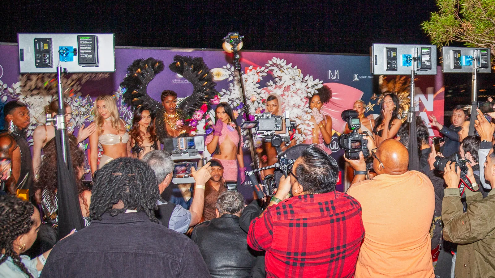Designer Lorenz Couture, Latino couture designer known as the Wing Designer, showcases his latest fashion on The Godfrey Rooftop during Fashion Week 2025 Spring Showcase