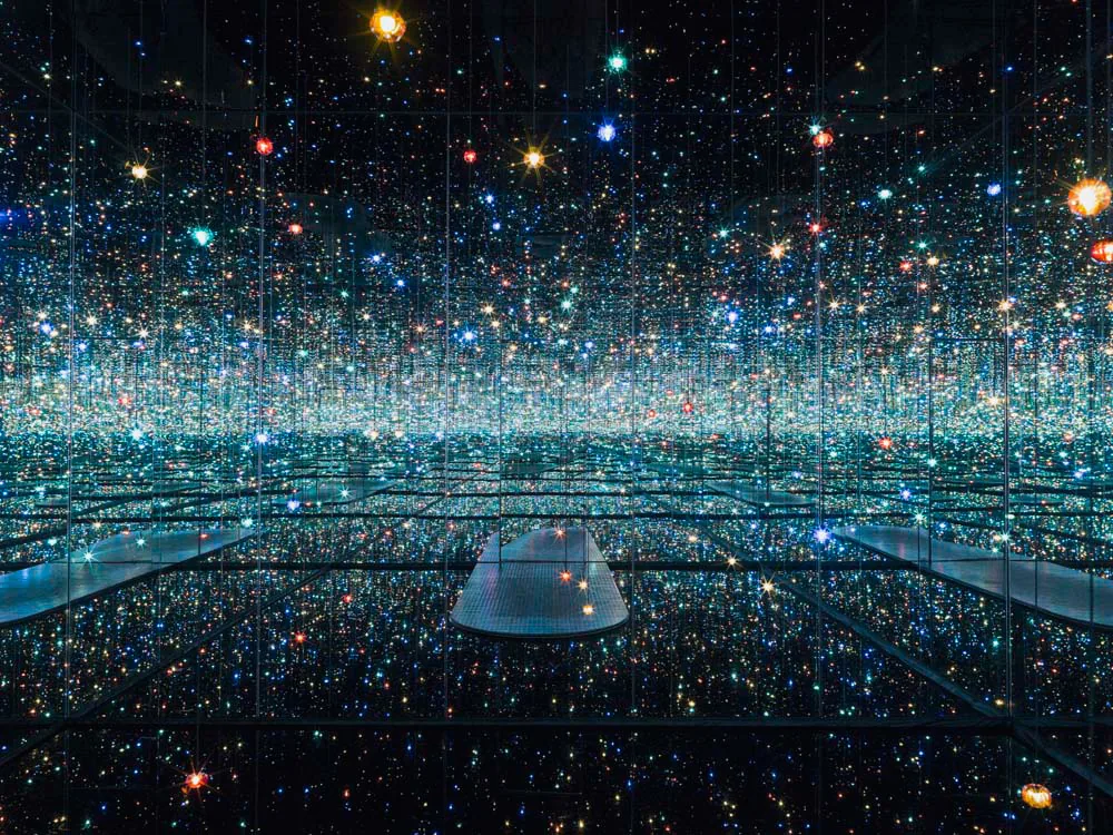 An infinity mirror room at The Broad