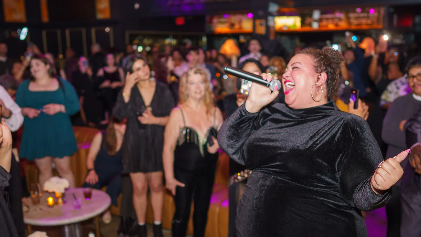 Micayla De Ette singing Golden from Kpop Demon Hunters at LA Today's Golden Globes Pre-Party at Warwick.