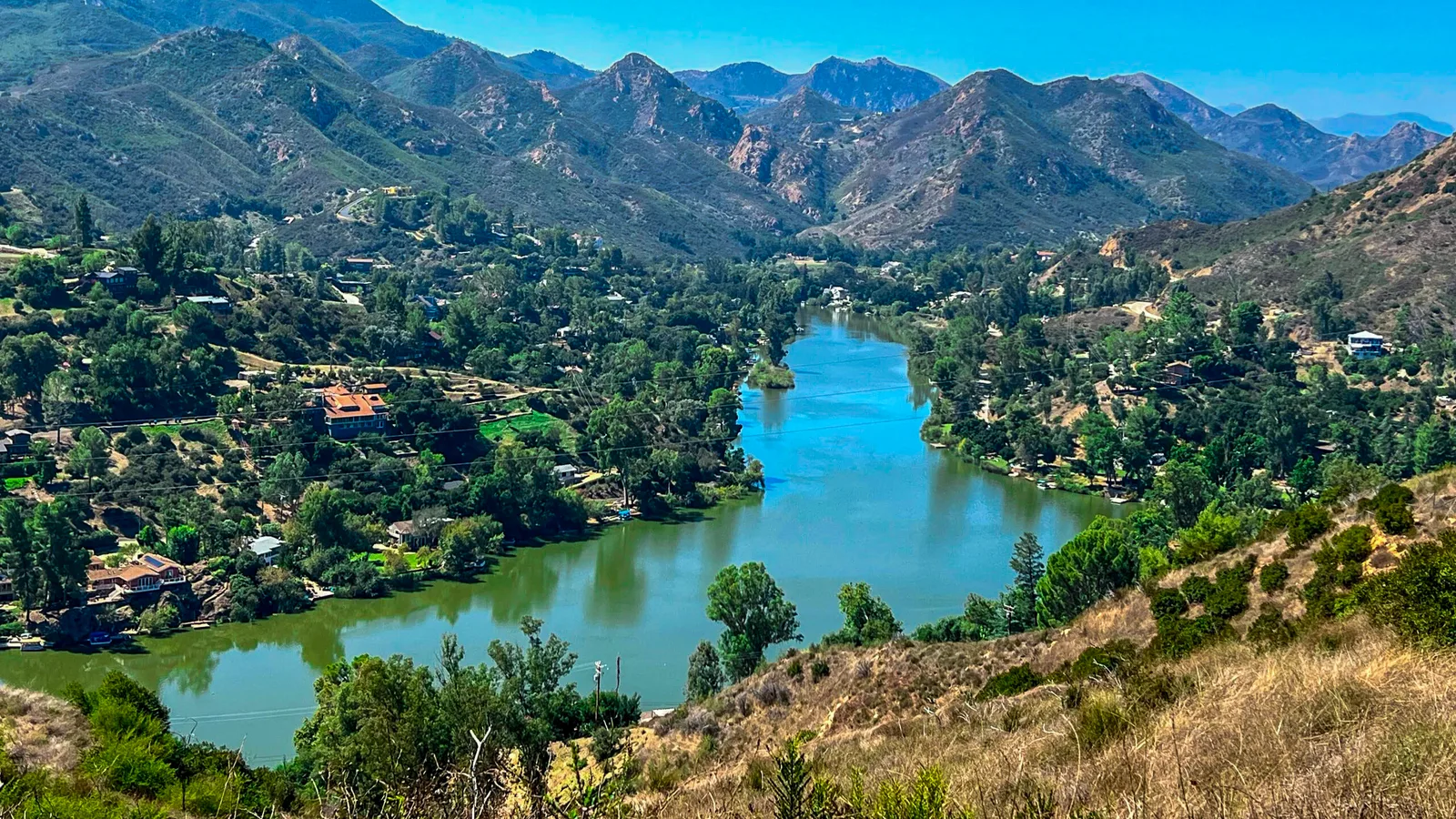 Aerial view of the Malibu Lake Vista trail in Los Angeles County