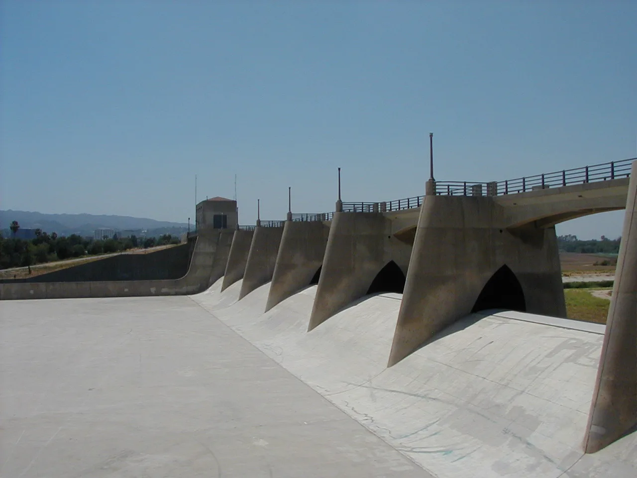The Sepulveda Dam spillway, a 1940s flood-control landmark in the SFV
