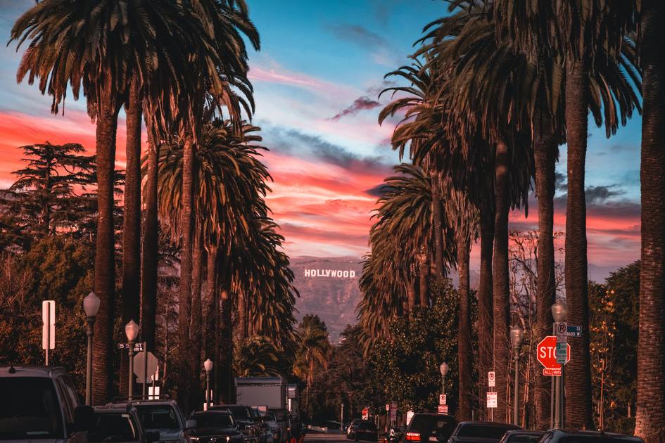 Hollywood Boulevard at night, prime territory for an LA bar crawl