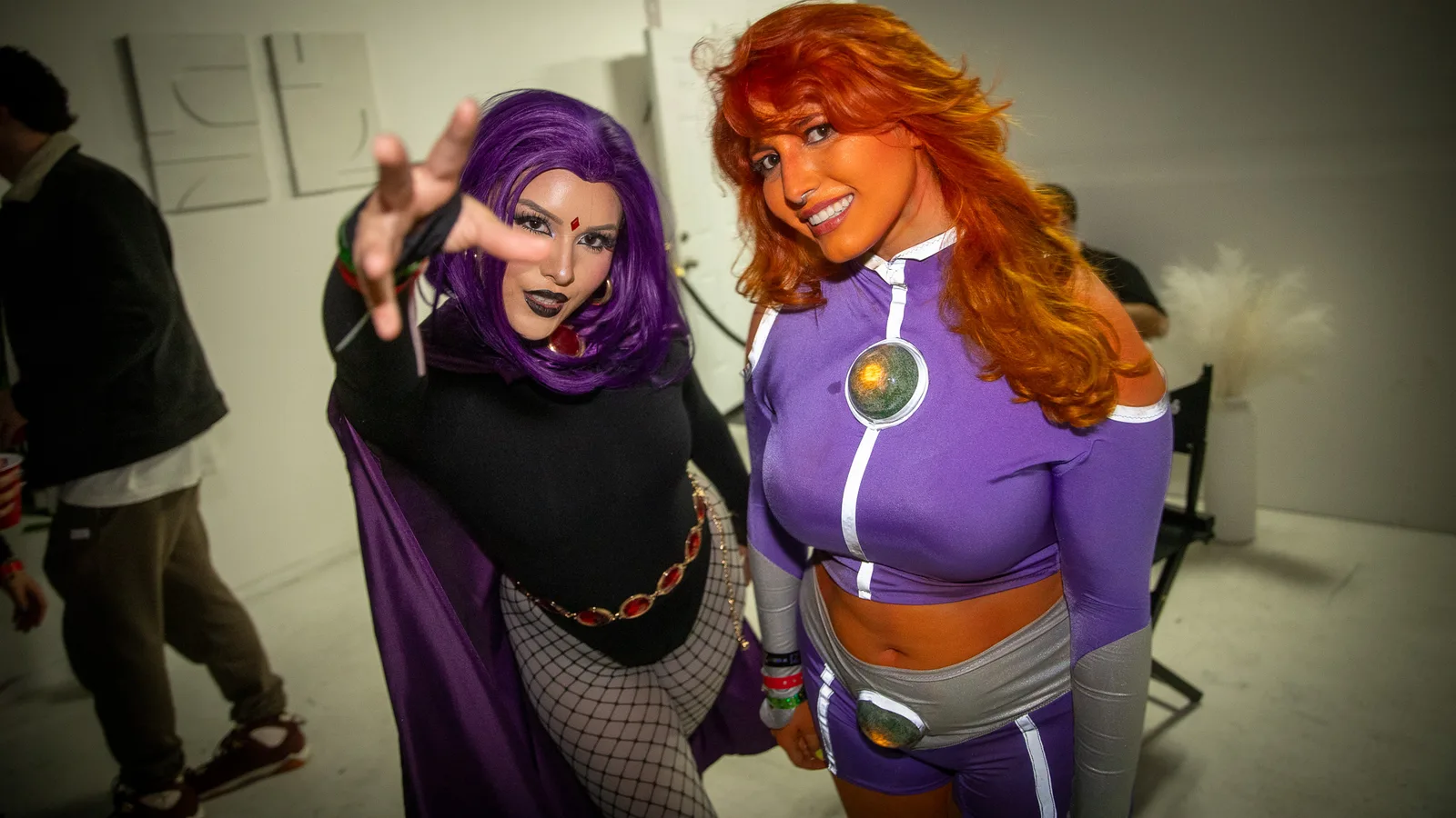 Lively scene from LA Comic Con After Party: costumed attendees dancing, vibrant lighting, and energetic performances blend comic book culture with nightlife excitement in epic cosplay