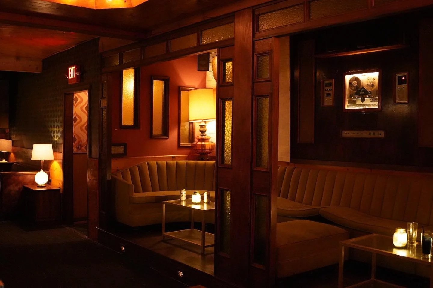 The wood-panelled front room at Good Times at Davey Wayne's, Hollywood