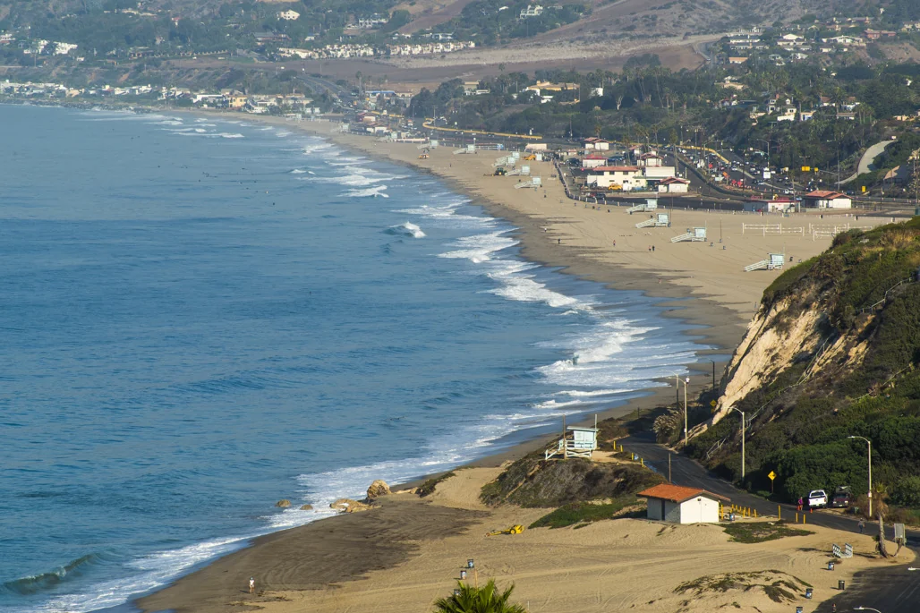 The headland and curving shoreline at Point Dume, Malibu