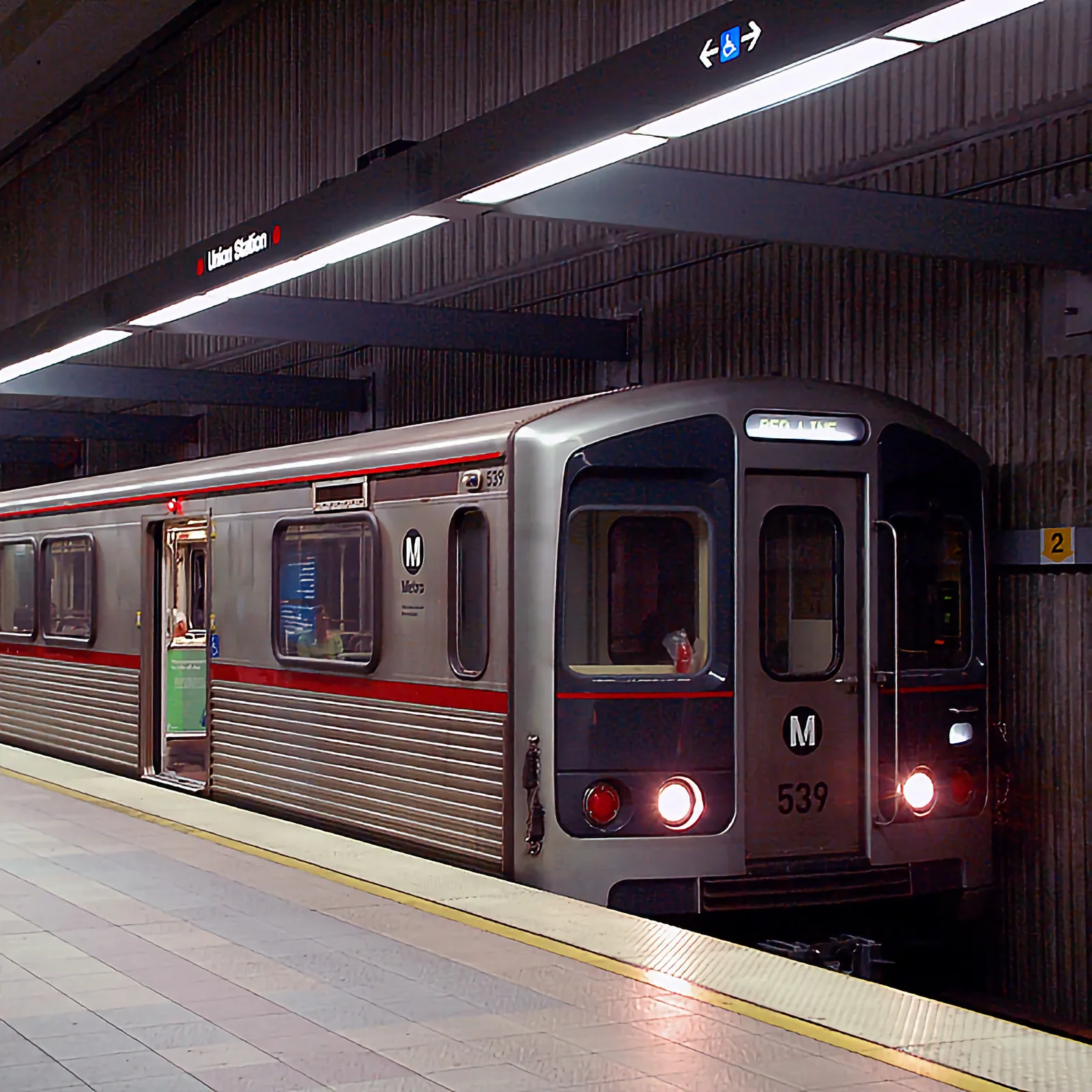 LA Metro underground station platform in Downtown LA