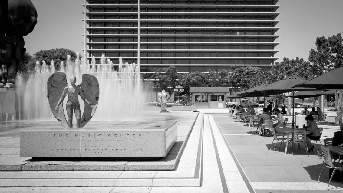 Grand Park in downtown Los Angeles with its fountain