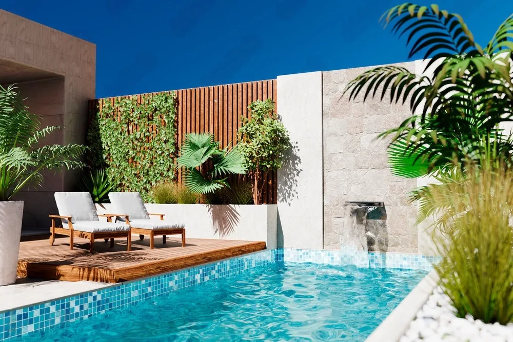 Private pool and outdoor space at a Los Angeles luxury vacation rental