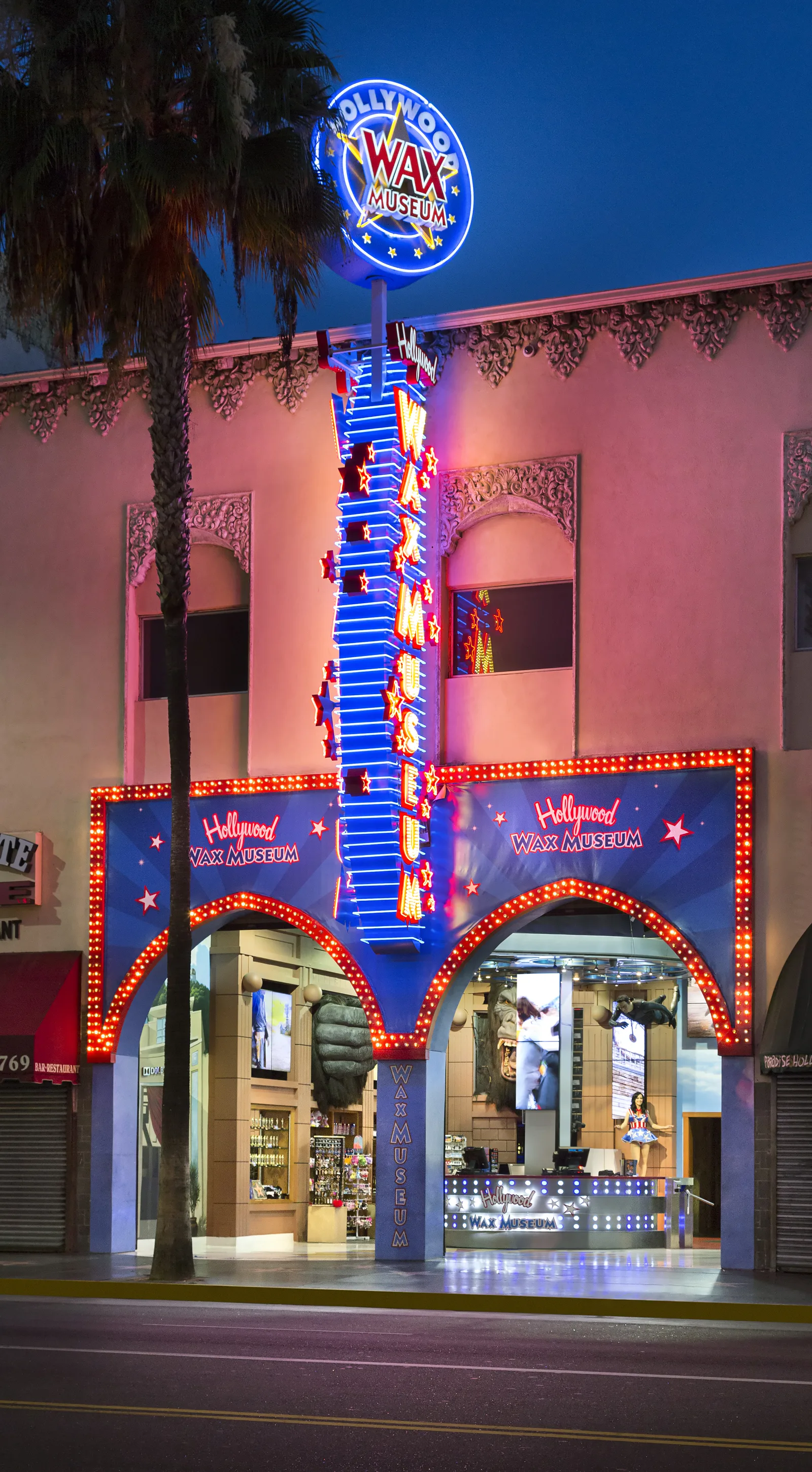 Front marquee of the Hollywood Wax Museum on Hollywood Boulevard