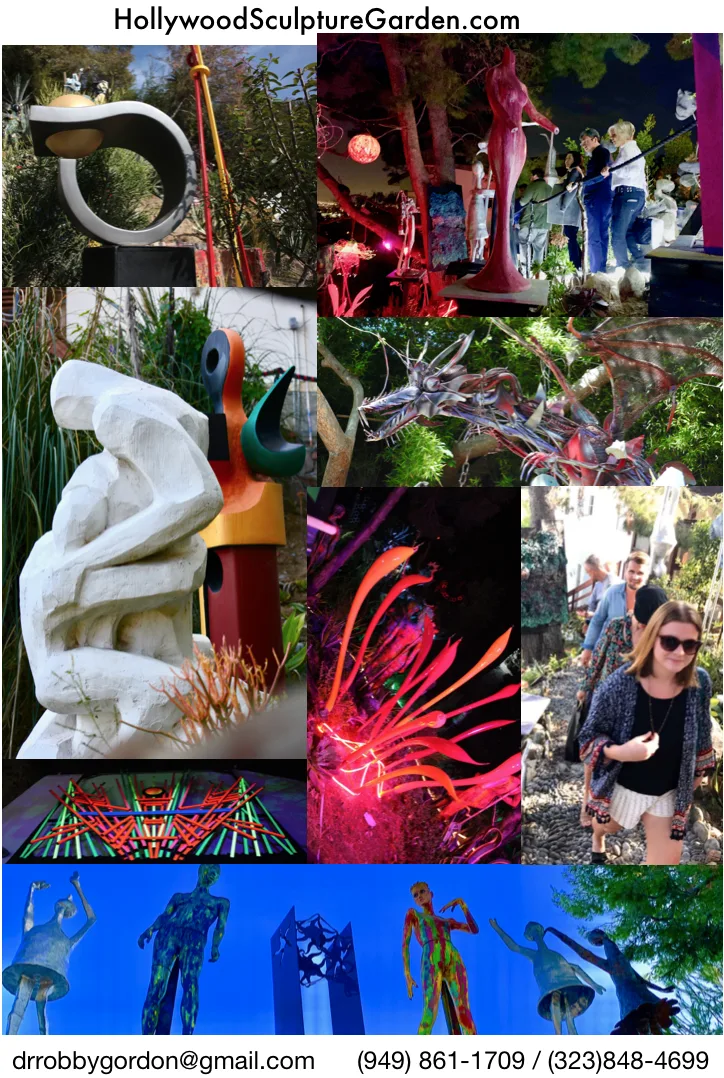 Outdoor sculptures at the Hollywood Sculpture Garden in the Hollywood Hills