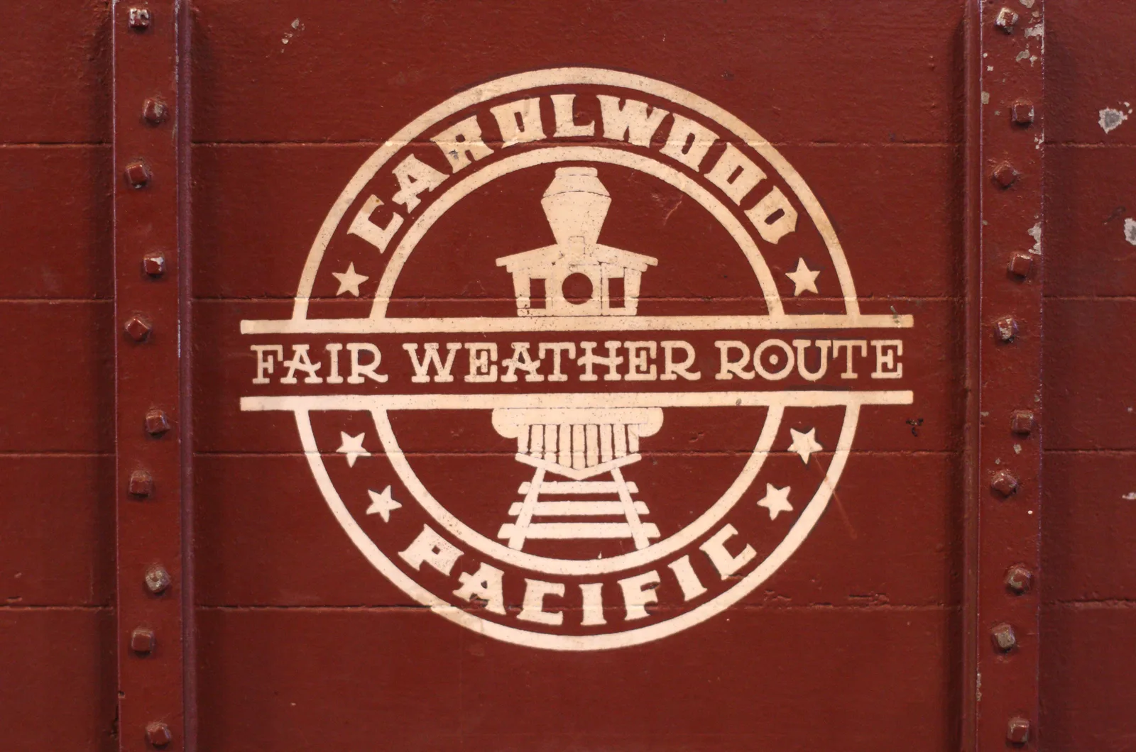 The Carolwood Pacific Railroad logo at Walt Disney's Carolwood Barn in Griffith Park