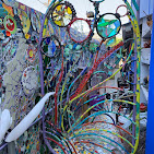 Tile-covered surfaces at the Mosaic Tile House, a Venice Beach art landmark