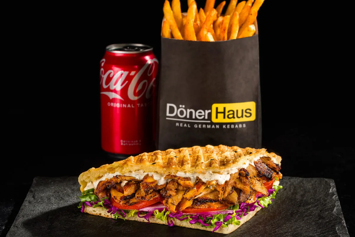 A döner sandwich and Haus fries at Döner Haus on Central Avenue