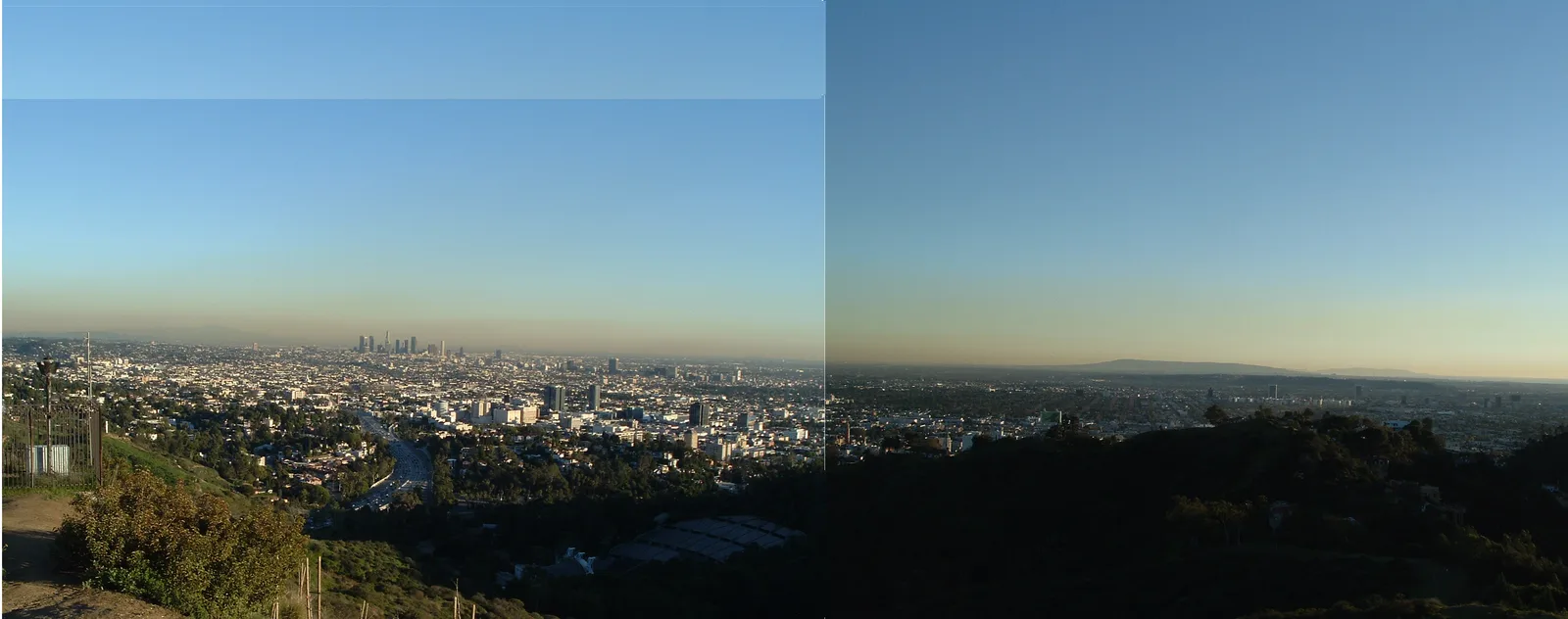 Nighttime Los Angeles city lights from a Mulholland Drive overlook