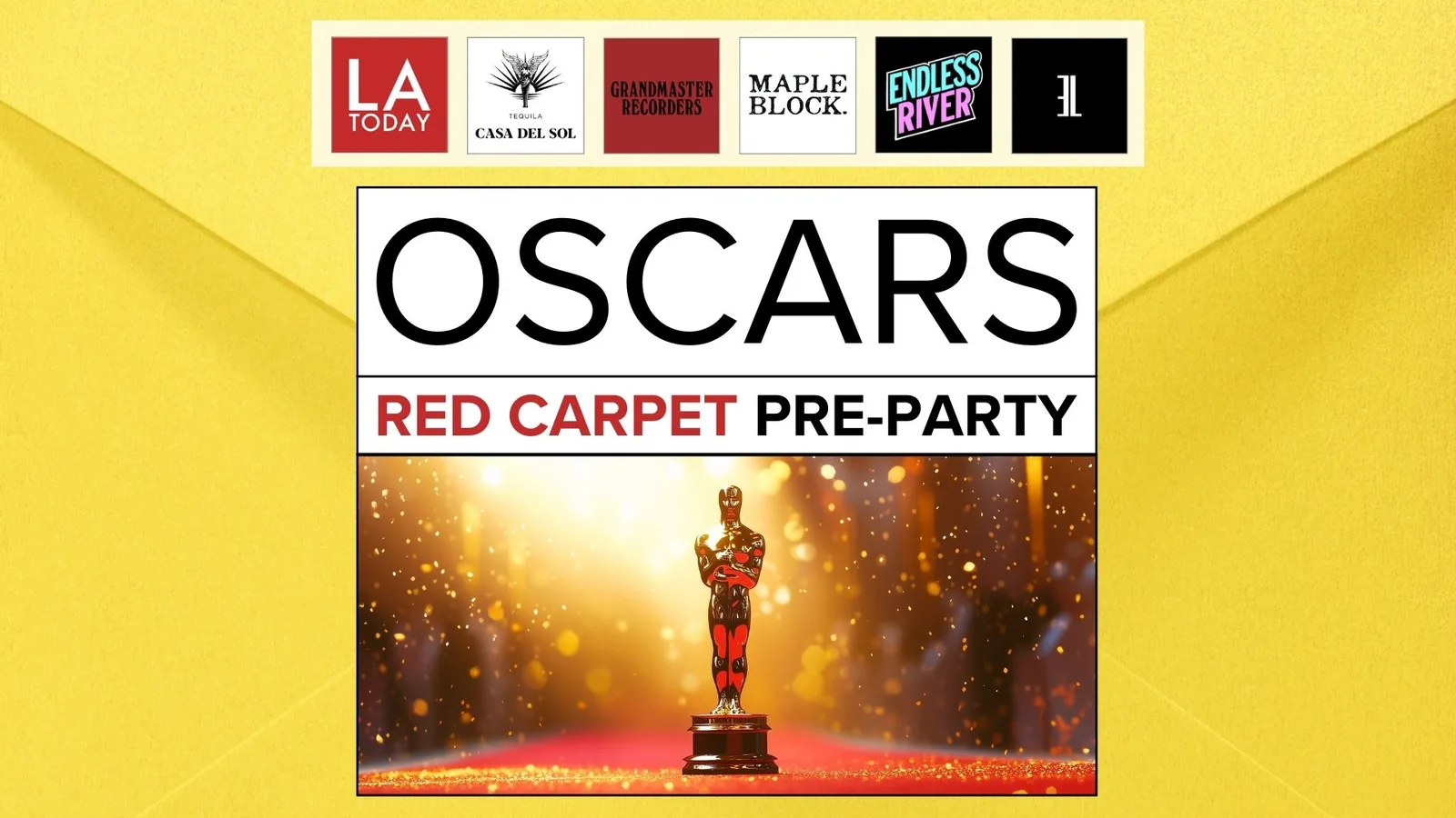 LA Today's Oscars Pre-Party 2025 red-carpet event flyer cover
