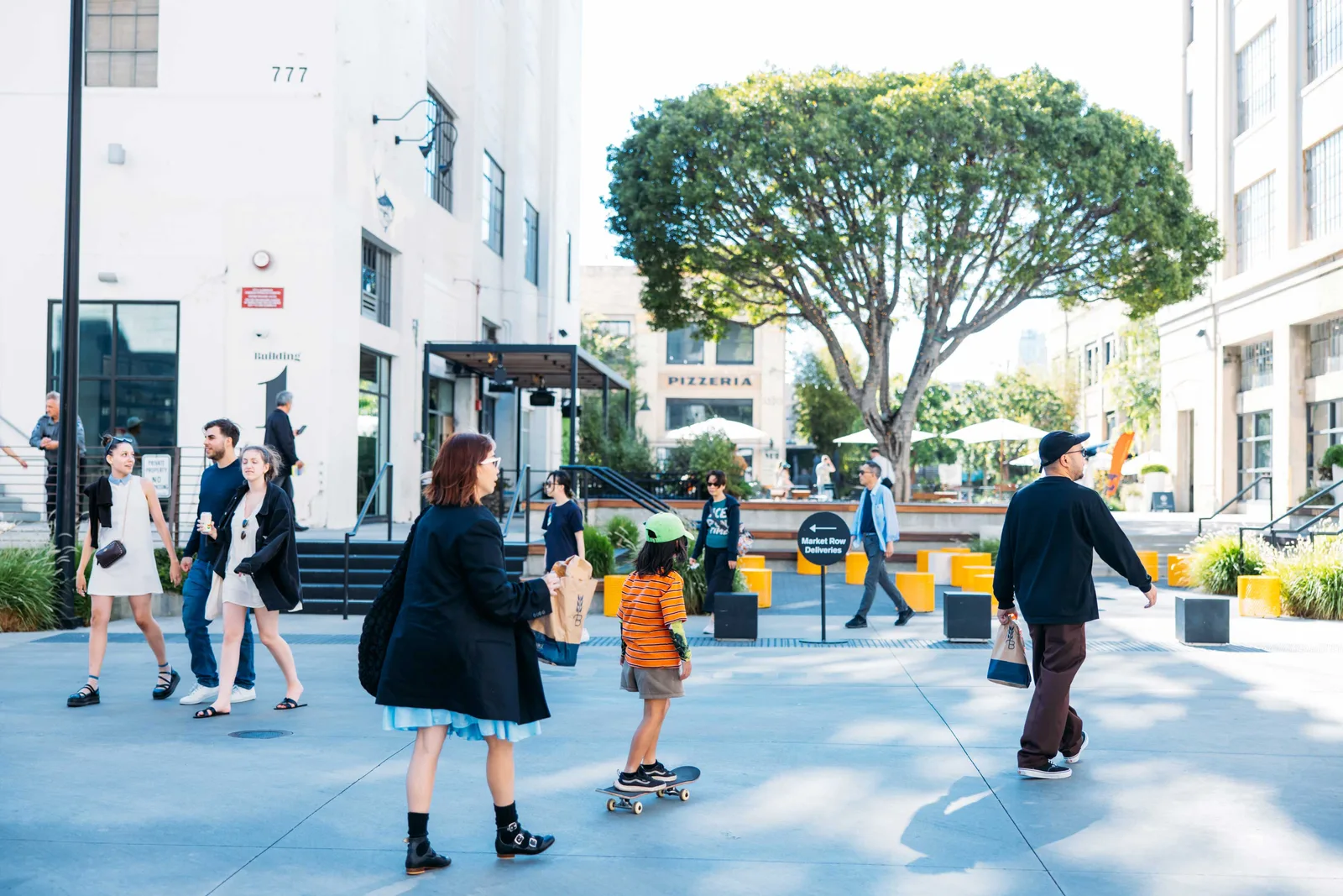 The historic warehouse district of ROW DTLA, a shopping and dining destination in Downtown Los Angeles.