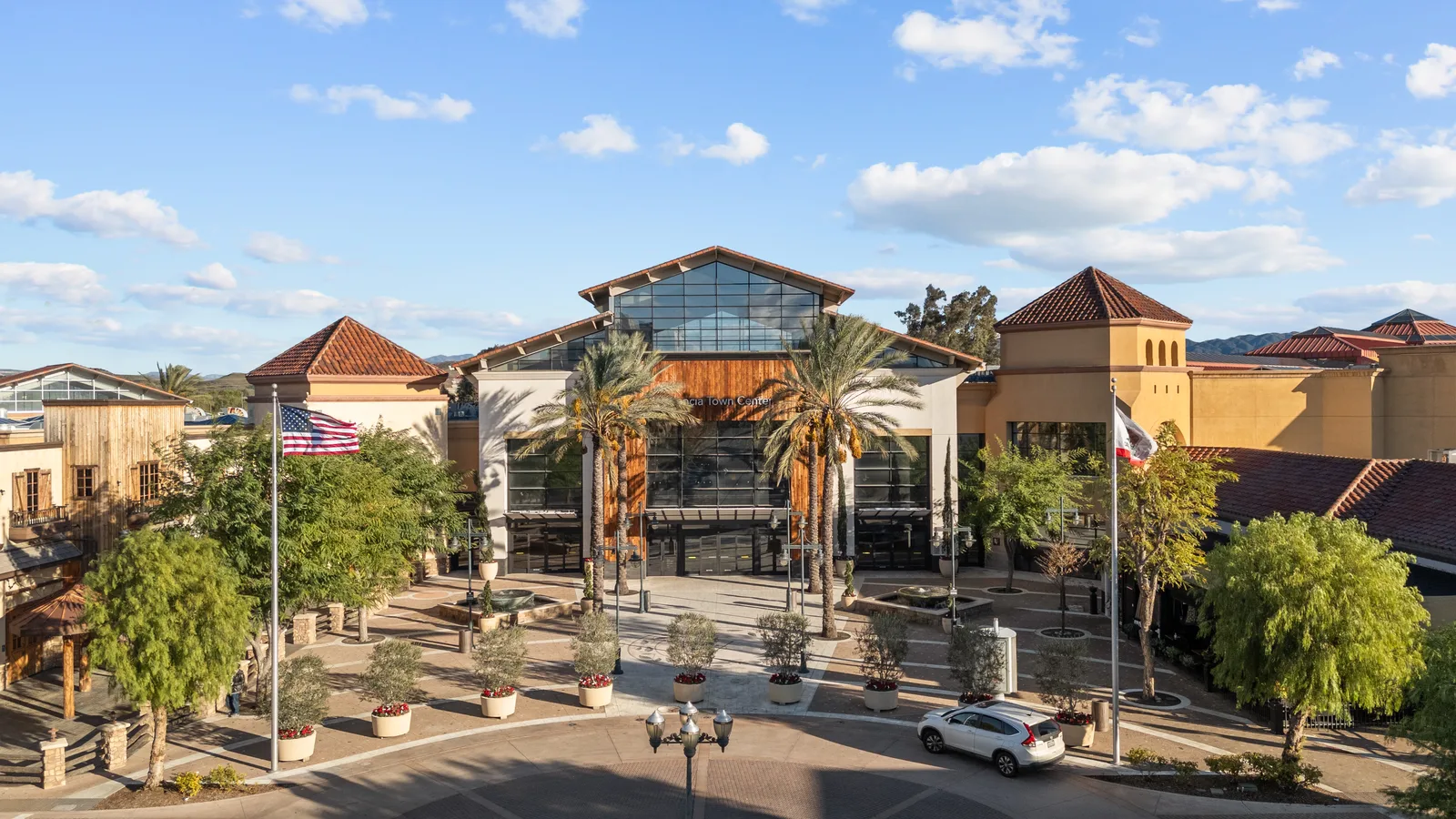 The main entrance of Valencia Town Center in Santa Clarita.