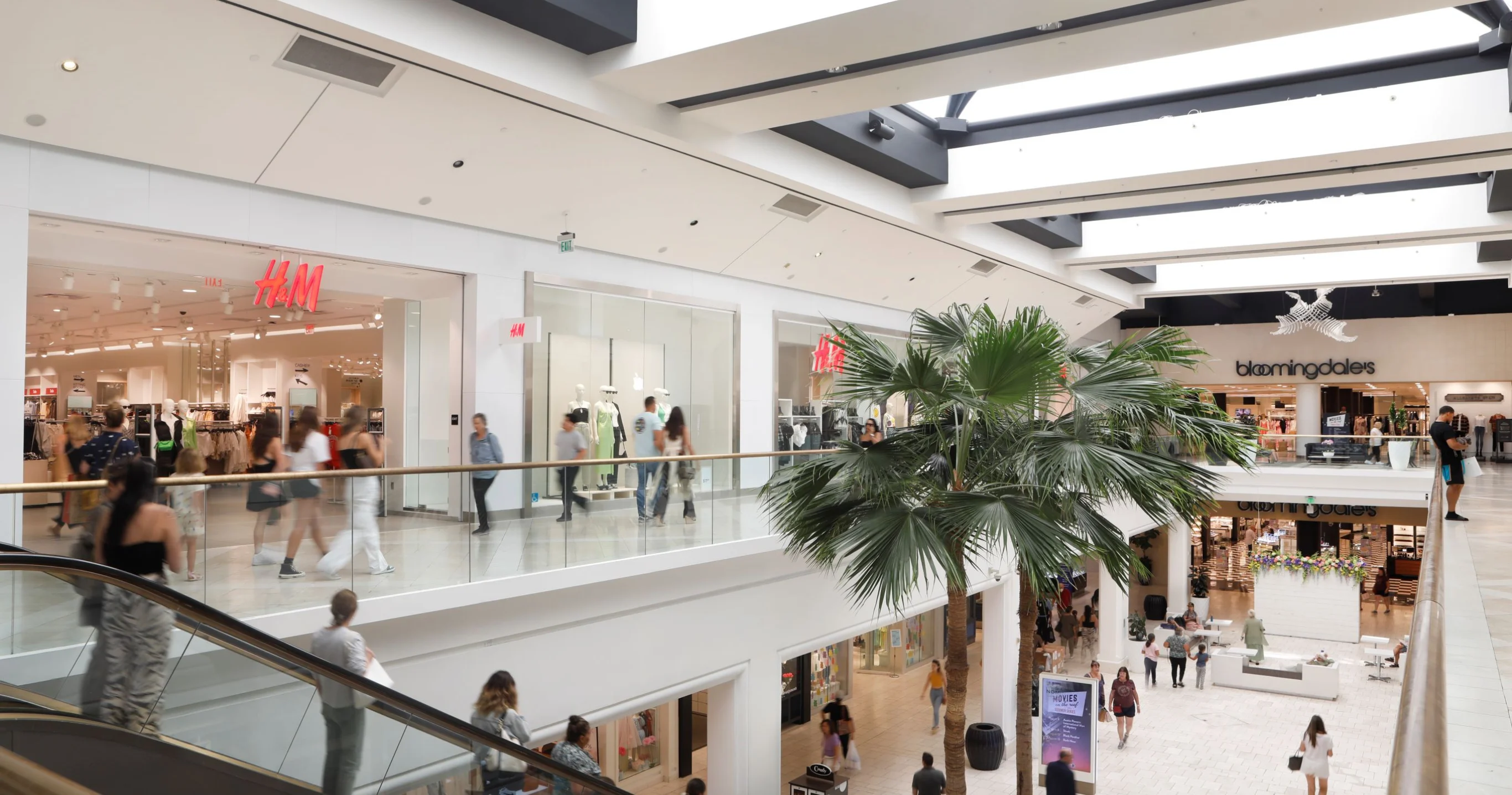 Bloomingdale's and H&M storefronts inside Westfield Century City.