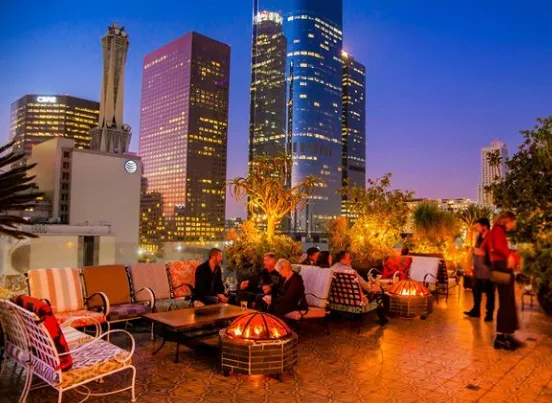 Breathtaking downtown LA skyline view from Perch LA's rooftop