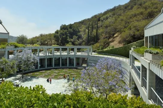 The Taper Courtyard and reflecting pool at the Skirball Cultural Center