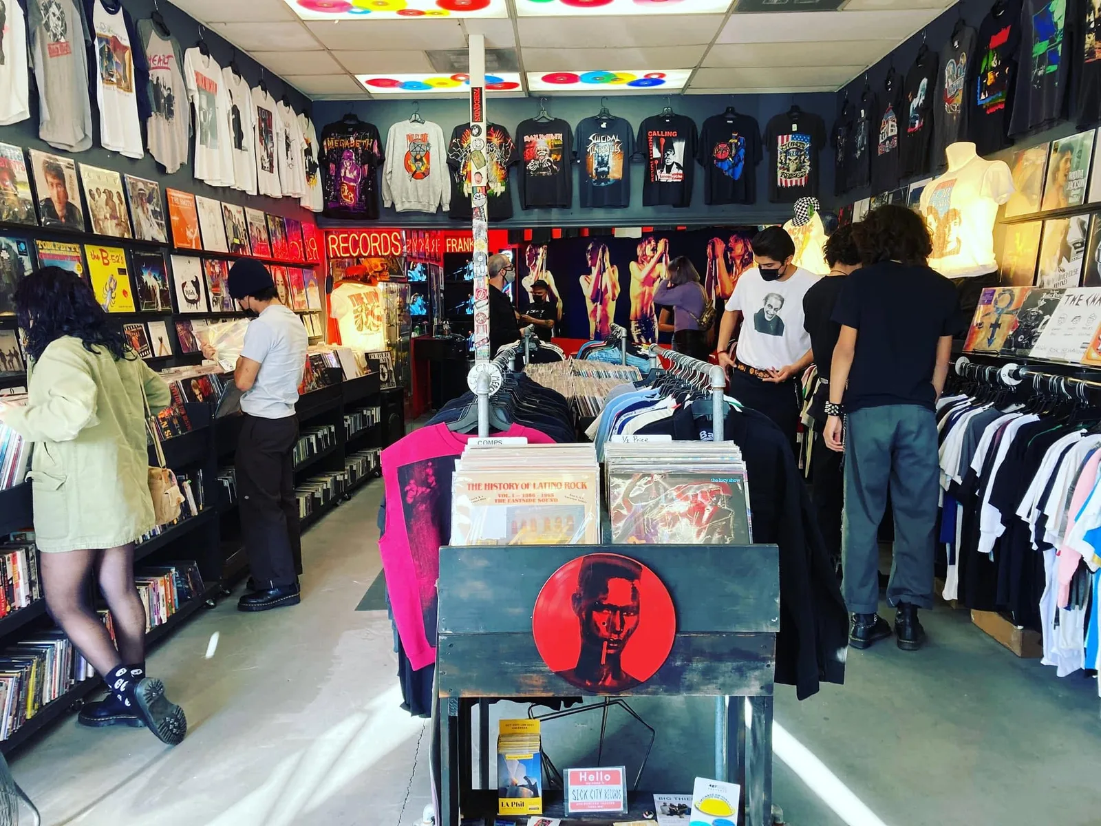 Record bins inside Sick City Records in Echo Park