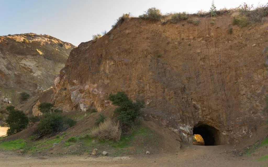 Rocky tunnel entrance of Bronson Cave, Griffith Park, the 1960s Batcave