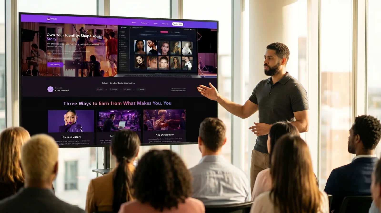 Showcasing the IndieMe.ai website to a group of actors and artists.