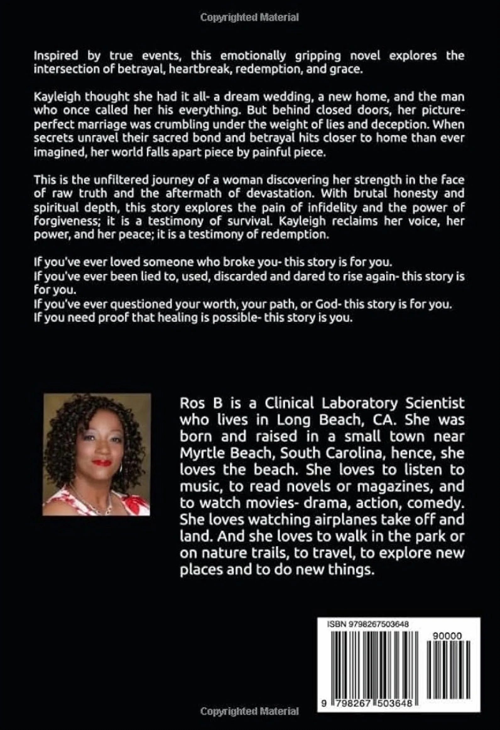 The Mistress and the Wife book back cover with Ros B. author profile.