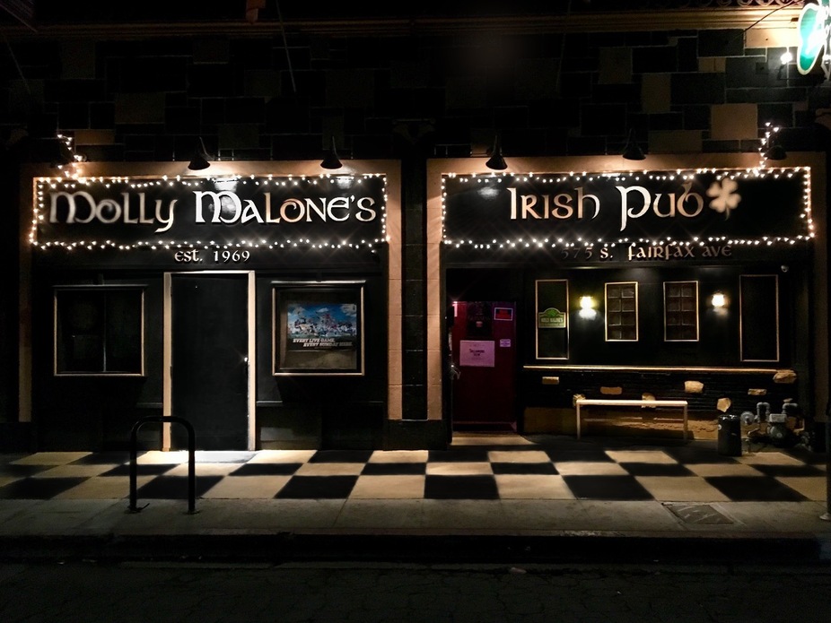 Molly Malone's Irish Pub storefront on Fairfax Avenue