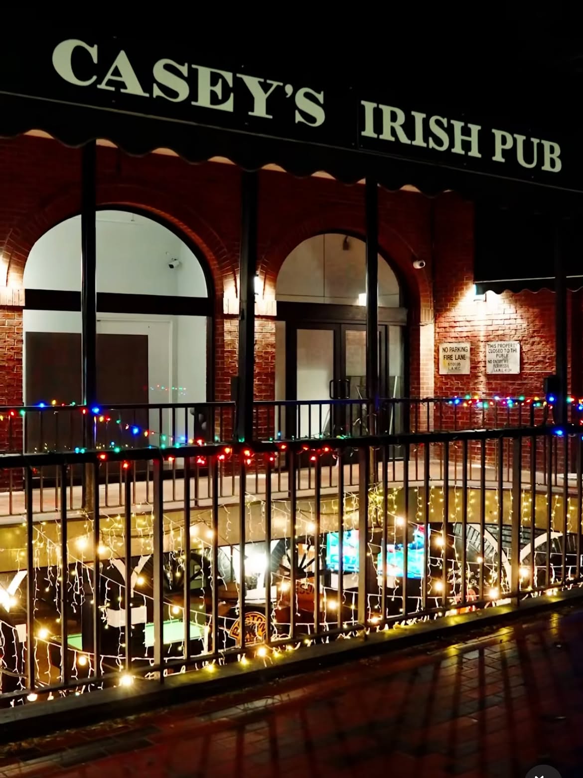 Historic downtown Irish pub with string-lit balcony