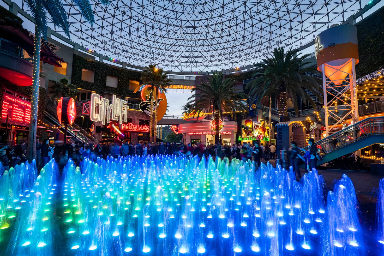 The central promenade and 5 Towers stage area of Universal CityWalk Hollywood