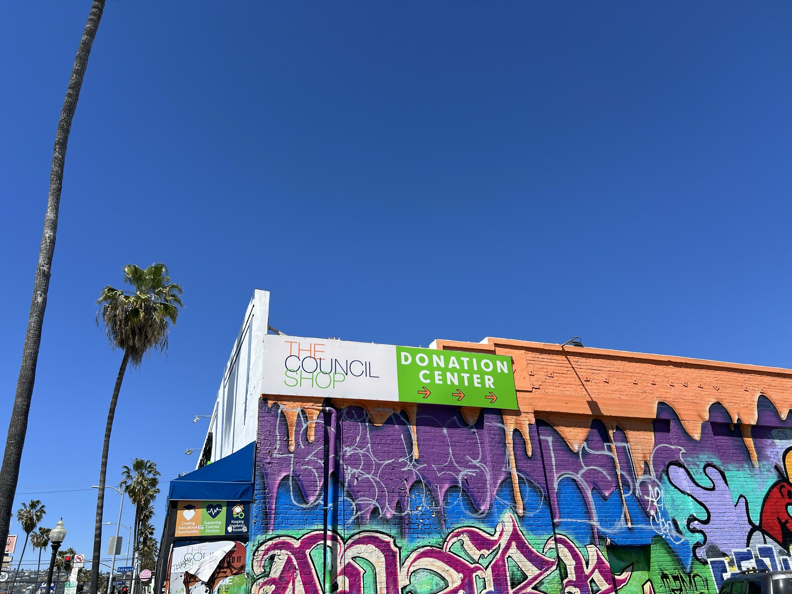 The muraled Council Shop donation center in LA