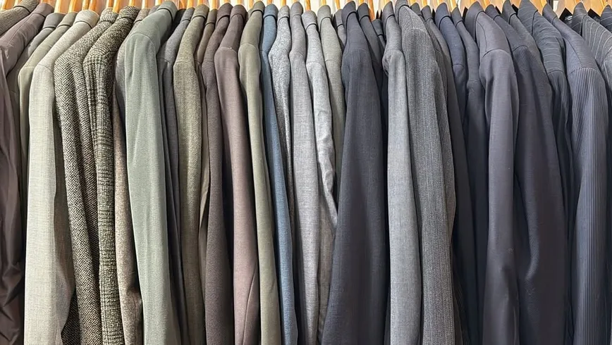 A rack of resale blazers at Crossroads Trading Co.
