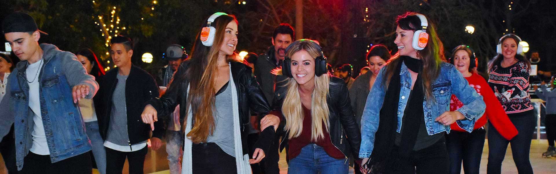 Skaters glide across the Holiday Ice Rink at Pershing Square in downtown Los Angeles.