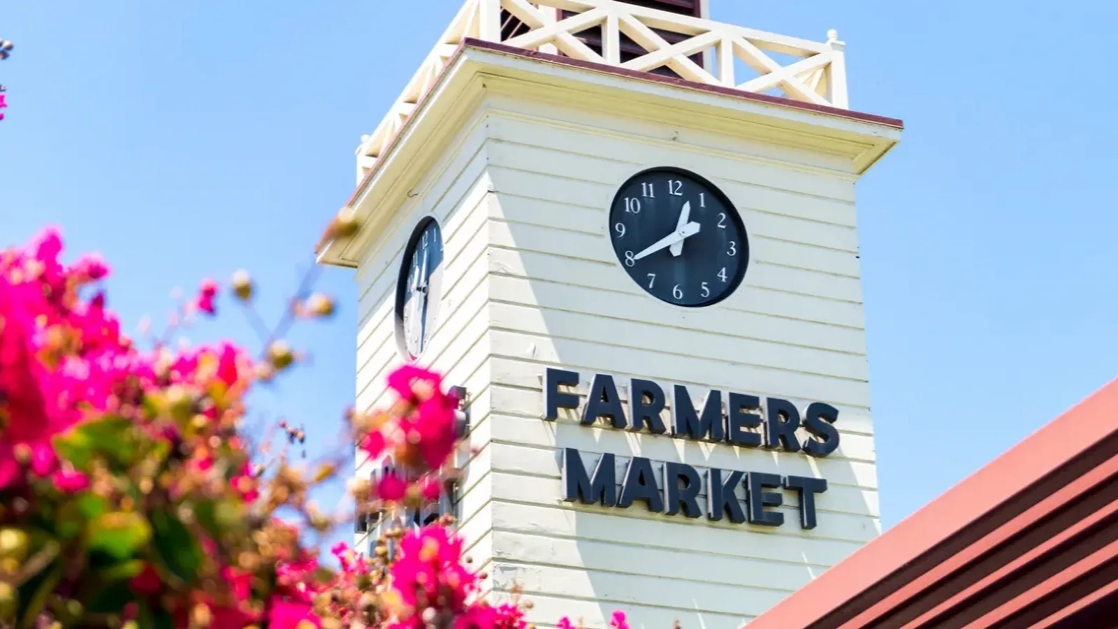 A seasonal outdoor market held in Pan Pacific Park (7600 Beverly Blvd, Los Angeles, CA 90036) that features local farmers, fresh produce, artisanal food vendors, baked goods, flowers, and handmade products.